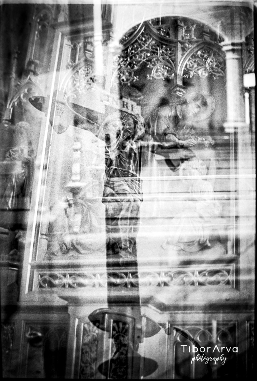 Reflected Faith - Multiple exposure black and white photography by Tibor Arva